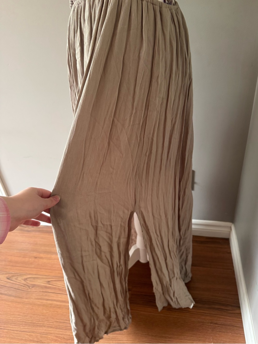 Lilly Morgan Taupe/Beige V-Neck Smocked Maxi Dress With Cut Outs - Picture 2 of 7